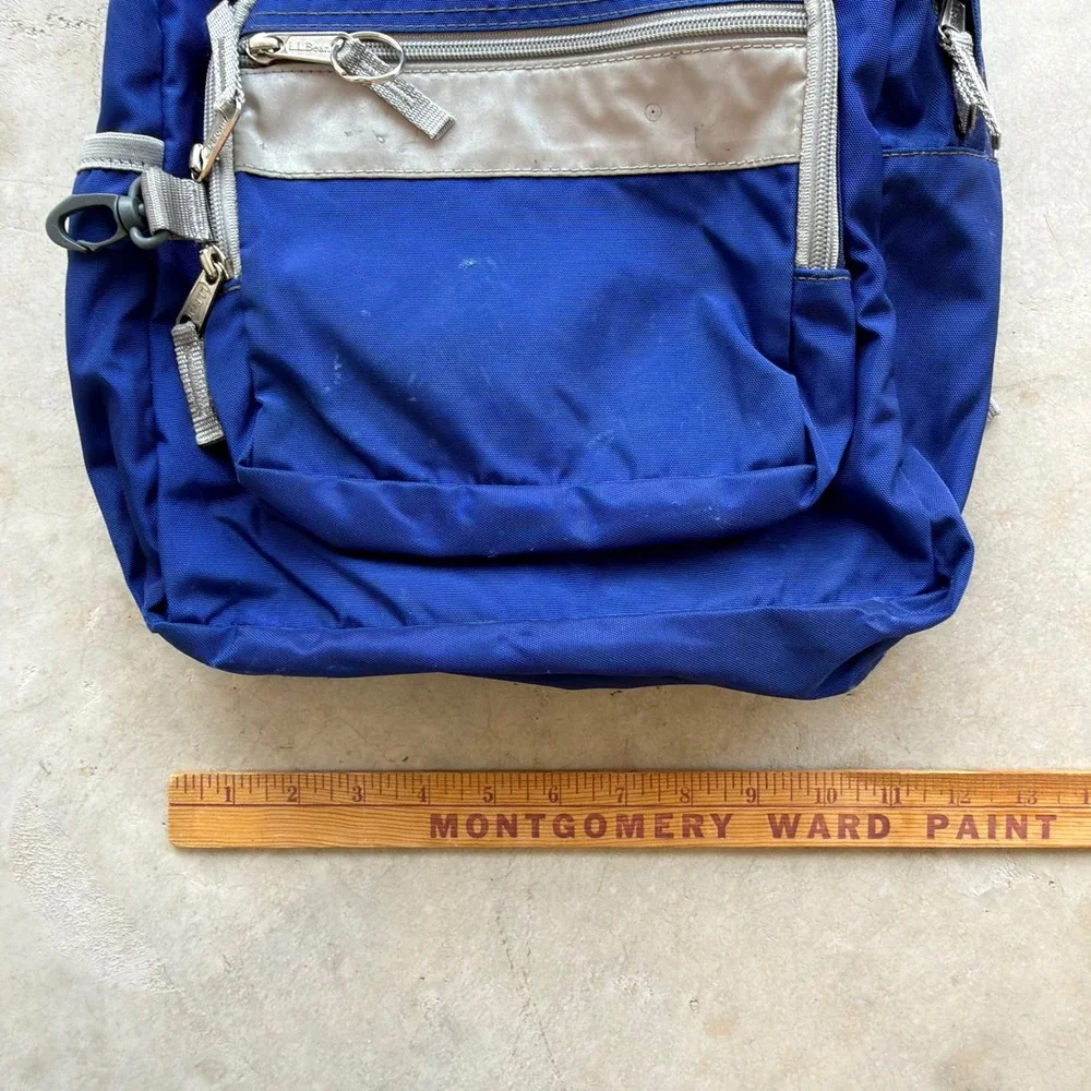 Vintage LL Bean Kids Backpack Royal Blue School Bag Reflective Trim